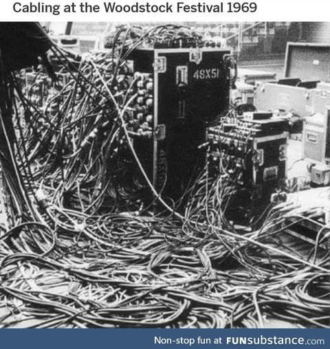 Cabling nest at Woodstock 1969