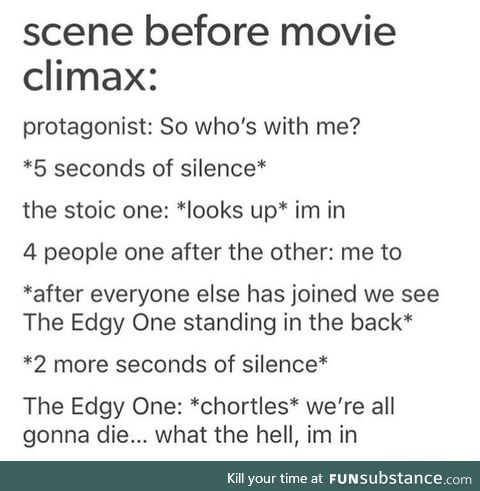 Scene before climax
