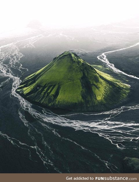 Green volcano in Iceland