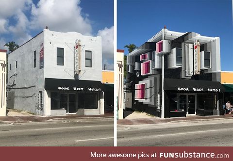 3D architectural intervention by muralist Mr. June