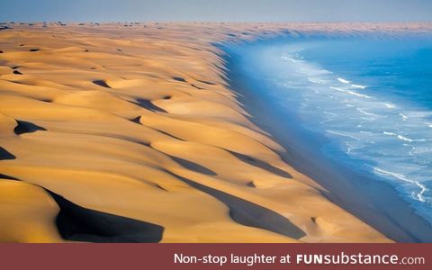 Where the Namib Desert meets the Atlantic Ocean, in Africa