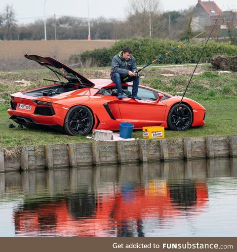 Just a normal belgian fishing on his lambo