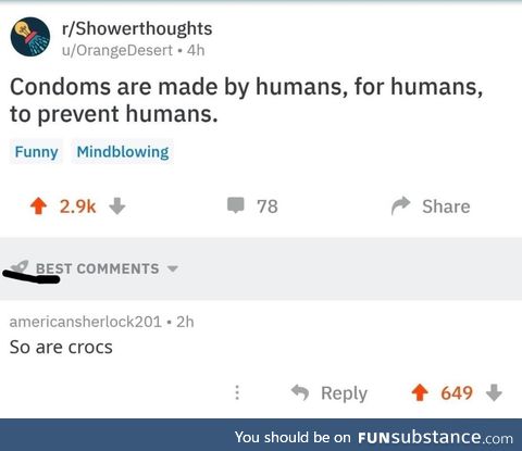 Crocs are more powerful than contraceptives