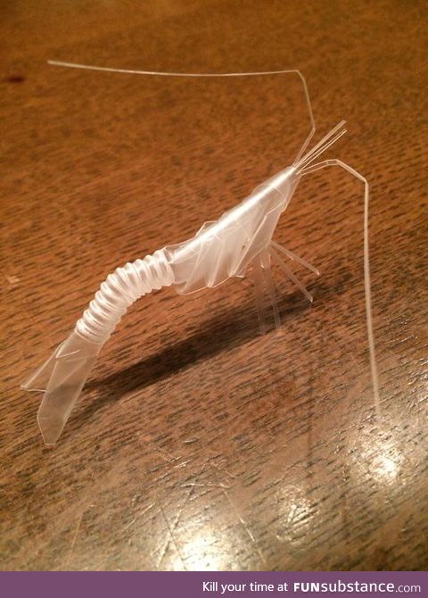 Shrimp made out of a straw