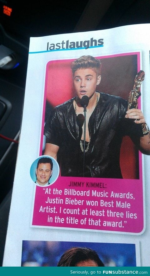 Jimmy kimmel on Justin Bieber winning an award