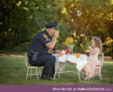 2 year old hosts a tea party for police officer who saved her life