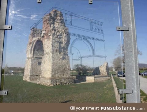 A very clever way to show what ancient ruins looked like back in the day
