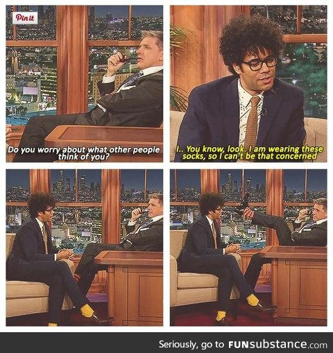 With socks like these... (Richard Ayoade and Craig Ferguson)
