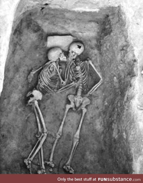 "True love lasts forever. This is a 6,000 year old kiss discovered discovered on an