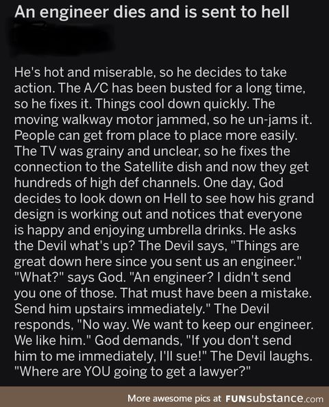 All lawyers go to hell