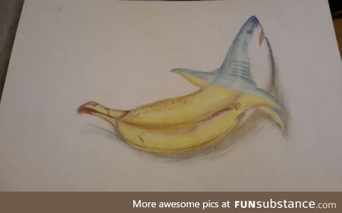 The teacher asked me to draw a banana with an animal... She didn't like it... Do you?