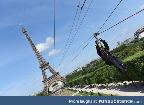 You can currently zipline down the Eiffel Tower