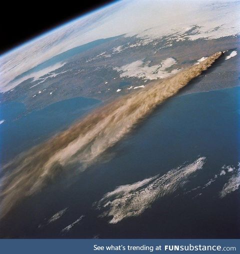 A volcanic eruption as seen from space