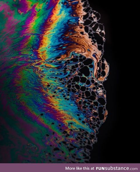 I took this close up photo of a soap bubble's surface breaking down