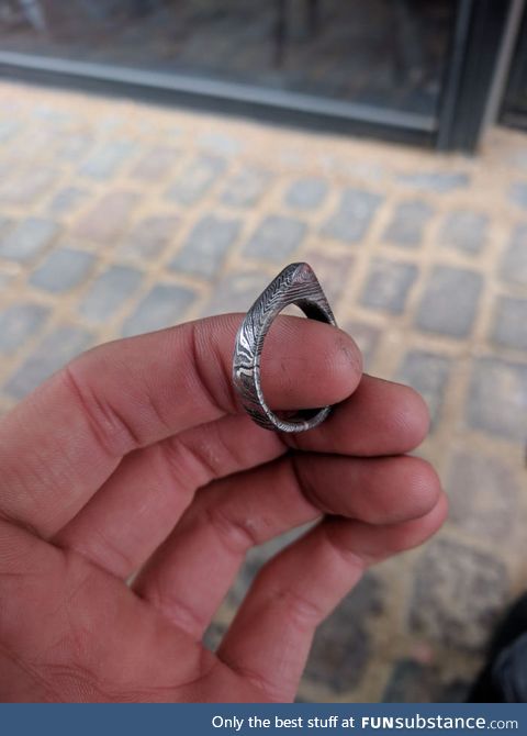 First time making a Damascus steel ring. What does  think?