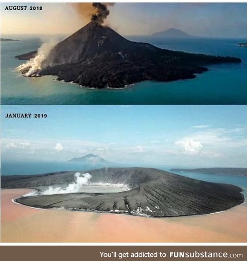 Mount Krakatoa after the eruption