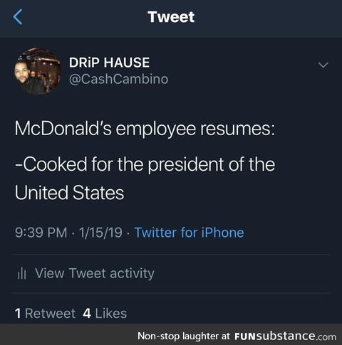 -Cooked for the president of the United States