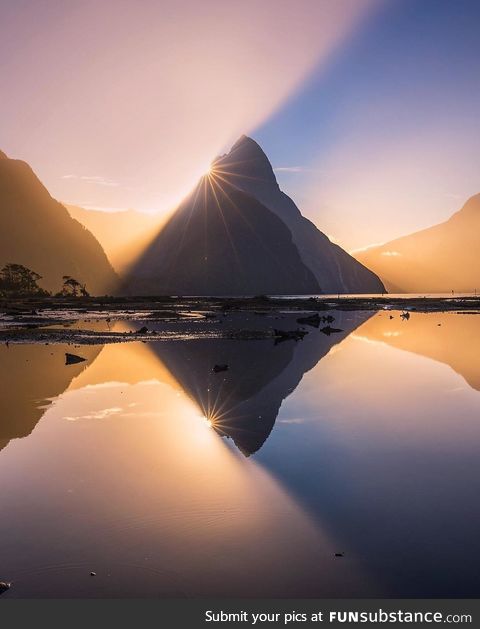 Stunning sight at the Fiordland National Park, New Zealand. Autumn, 2018