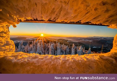 Sunrise in Mogielica. Poland