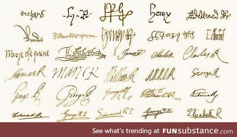 The signature of every British monarch since 1377