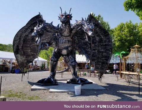This dragon made from scrap metal