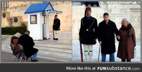 Their grandson spent new year's eve guarding the monument.. So did they