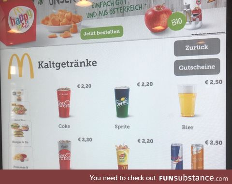 You can order a beer in McDonalds in Austria