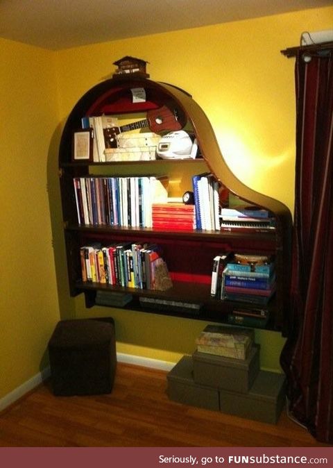 When life gives you a rotted soundboard, make a magnificent bookcase