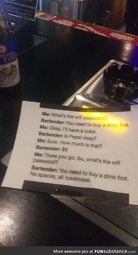 Sign at a bar