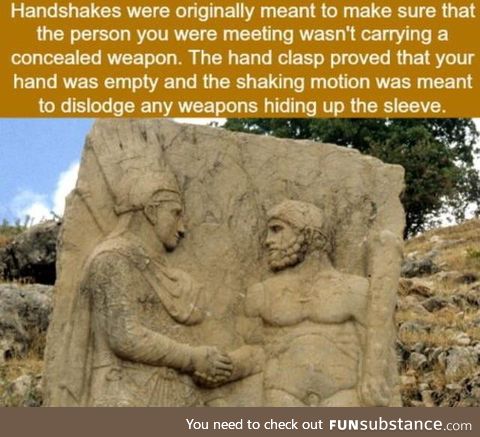 The origin of the handshake