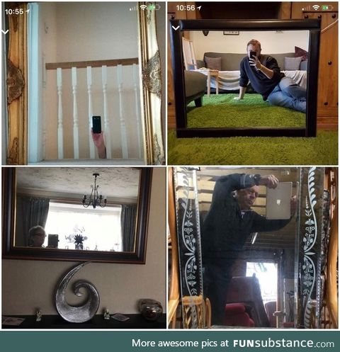 Looking at pictures online of people trying to take photos of mirrors they want to sell