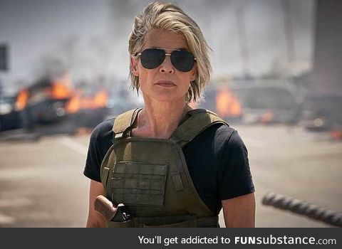 Linda Hamilton reprising her role as Sarah Conner in the upcoming Terminator: Dark Fate