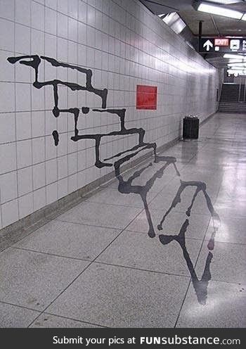 This graffiti optical illusion stairs