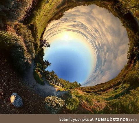 Result of taking a panaroma while rolling down a hill