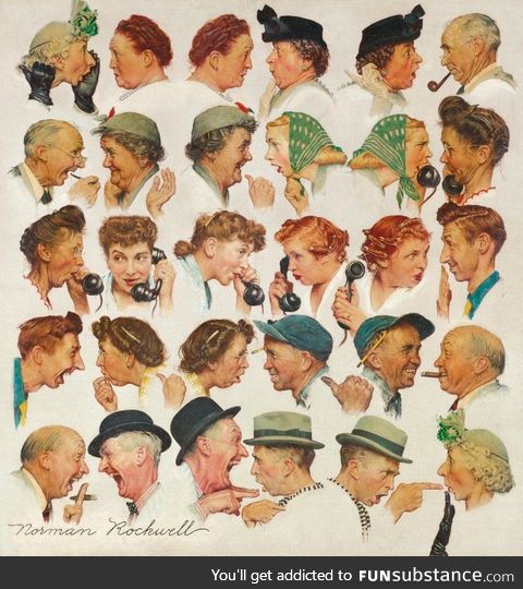 "Chain of Gossip" by Norman Rockwell