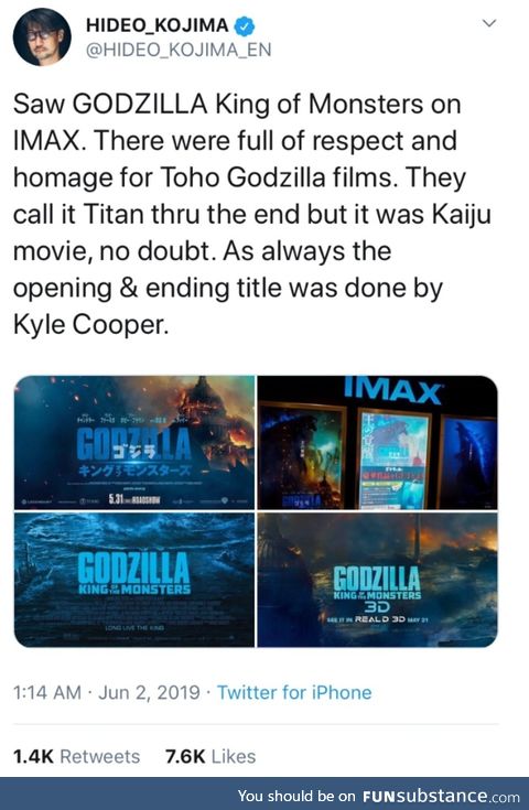 Kojima seems to like new Godzilla