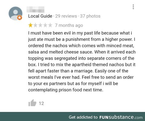 Possibly the best Google review I've ever read