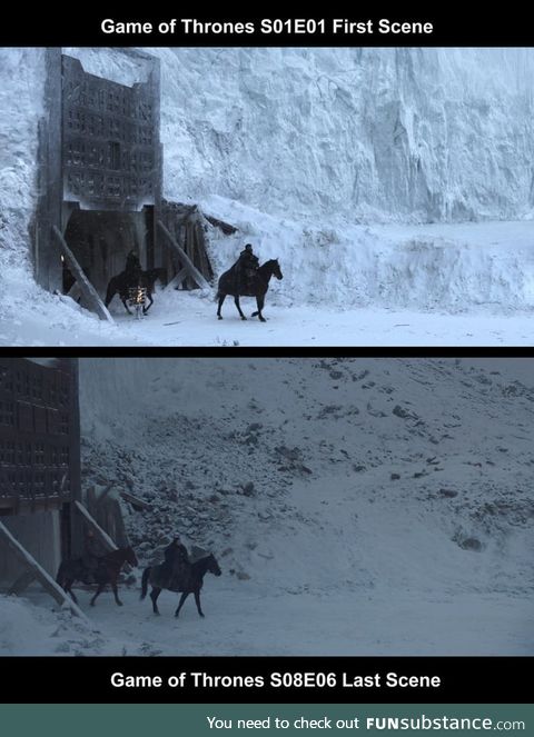 The first scene of Game of Thrones vs the last scene of Game of Thrones