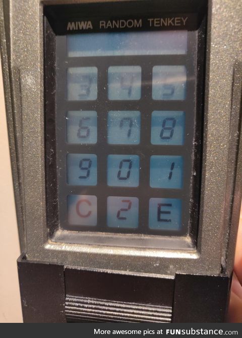 This keypad randomizes the numbers every time so someone doesn't figure out the