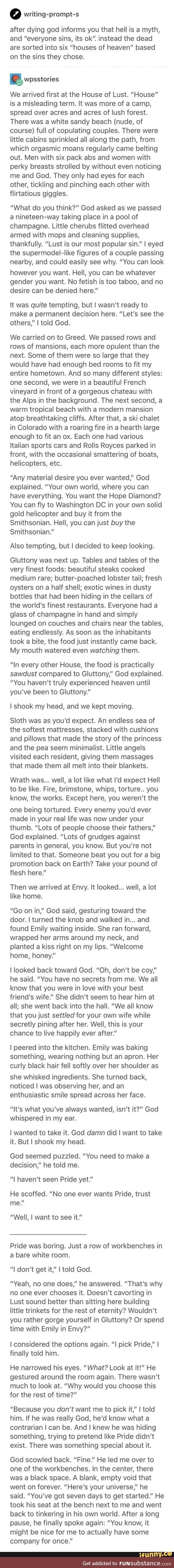 A very interesting writing on the hypothetical truth behind heaven