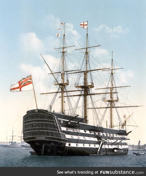 HMS Victory, oldest serving ship in the British Navy. Launched in 1765, fought against