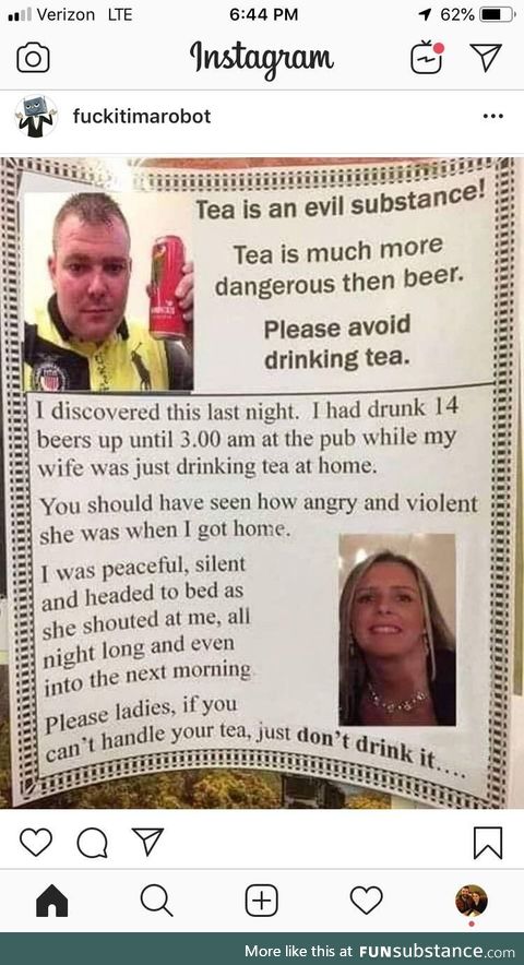 Tea is the evil drink!