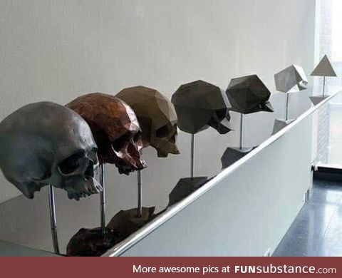 Pixel blur scultures of a human skull
