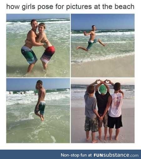 How girls pose at the beach