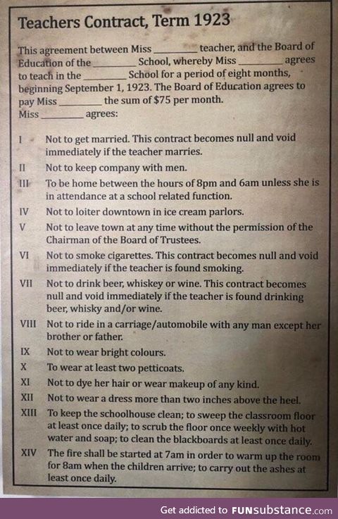 A woman can teach, conditionally, circa 1923