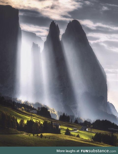 Amazing sunrise, dolomites, italy