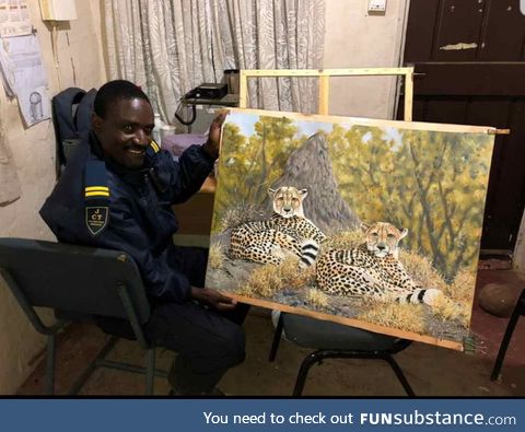 Just found out that my security guard Abram paints these wonderful paintings of wildlife