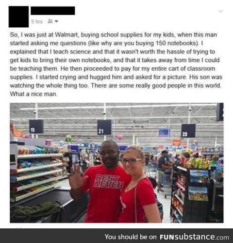 Wholesome man helping a teacher