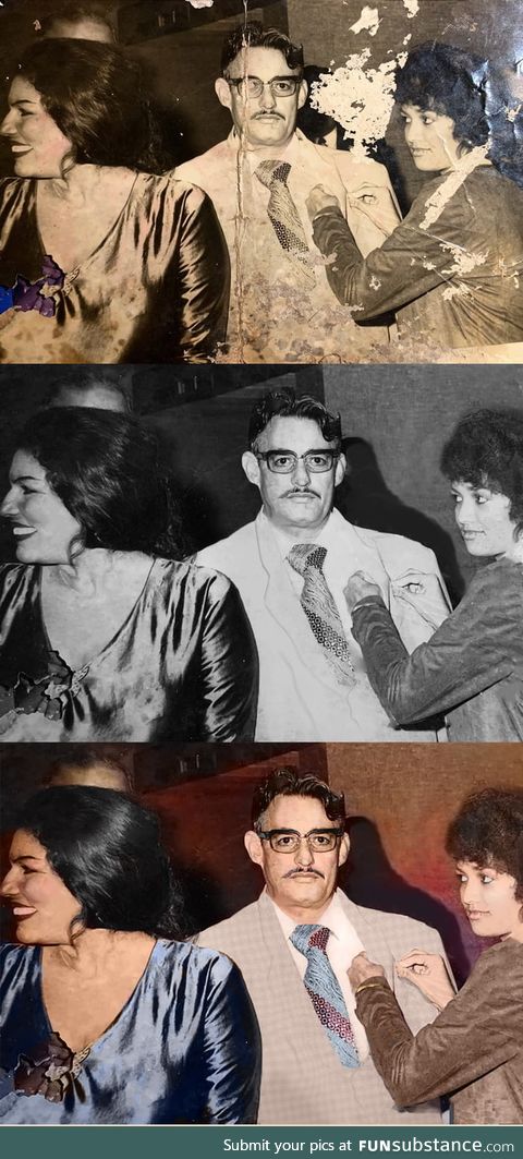 A friend asked me to try to restore a family photo, the photo was very damaged but at