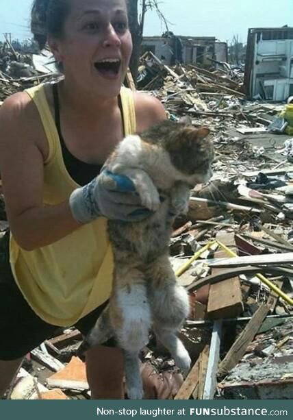 She found her cat alive 16 days after tornado